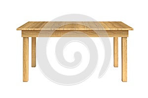 Wooden table isolated on white background 3d rendering