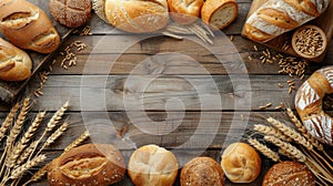 Wooden Table With Loaves of Bread