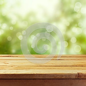 Wooden table mock up template background for product montage display photo