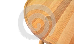 Wooden table top surface isolated over white background. Solid wood furniture close view 3D illustration