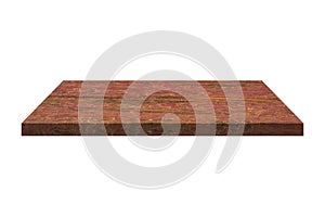 Wooden table top surface isolated over white background. Solid wood furniture close view 3D illustration. Empty table top cooking