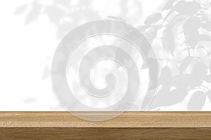 a wooden table on a white background