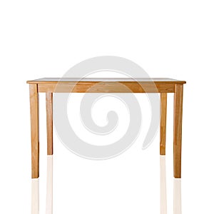 Wooden table on white background.