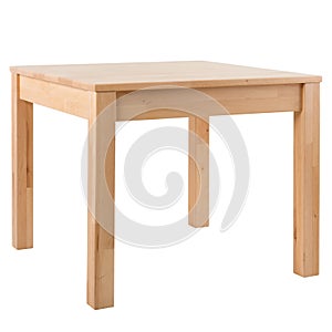 Wooden table on white background