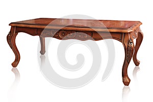 Wooden table on white background, clipping path.