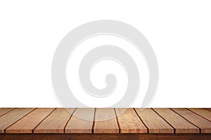 Wooden table on  a white background for image editing