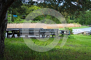 Wooden table and wooden chairs