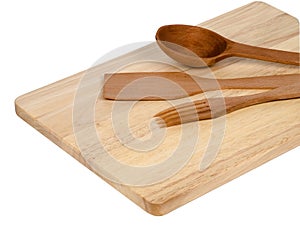 Wooden tableware utensil spoon and fork