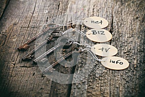 Wooden tags with domain names