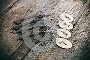 Wooden tags with domain names