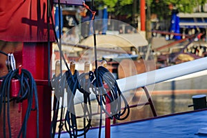 Wooden takelage on an old sailing ship