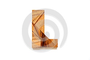 Wooden tangram puzzle as English alphabet letter L