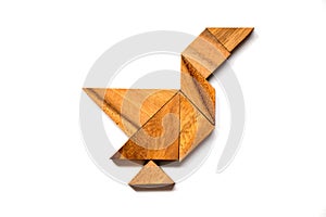 Wooden tangram puzzle in duck shape