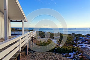 Wooden terrace overlooking the North Sea