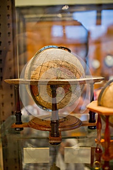 Wooden terrestrial globe photo