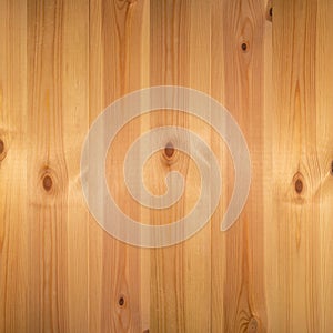 Wooden texture background, pine board, spruce table with knots. Square banner. Top view light wood textured surface