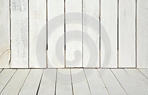 Wooden texture background. white wood wall and floor