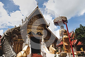 wooden thai temple with traditional