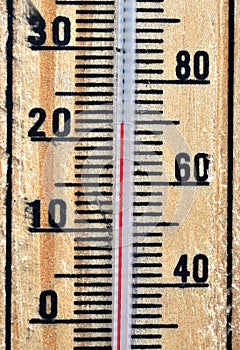 Wooden thermometer scale