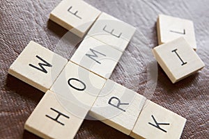 Wooden Tiles In Crossword Shape Spelling Words Hom