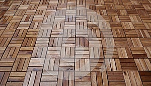 Wooden tiles, weatherproof,on the floor of the terrace of a residential building