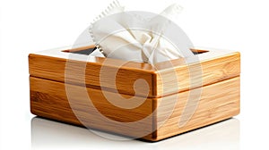 Wooden Tissue Box with White Tissues