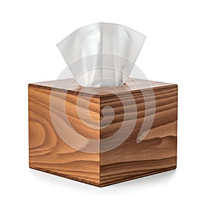Wooden Tissue Box with White Tissues