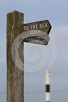 Wooden `To the Sea` sign, Dungeness