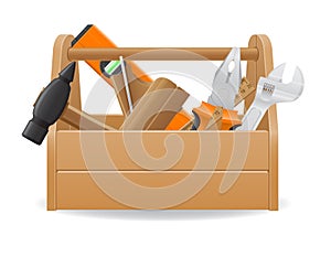 Wooden tool box vector illustration