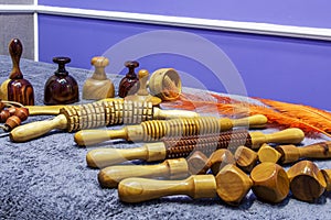 Wooden tools and rollers to perform