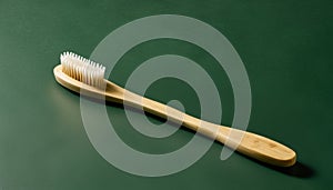 A wooden toothbrush with a bristle brush