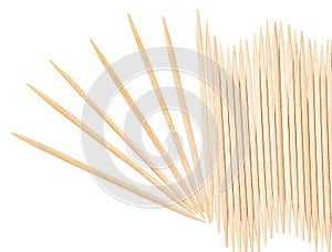 Wooden toothpicks isolated on white background with clipping path