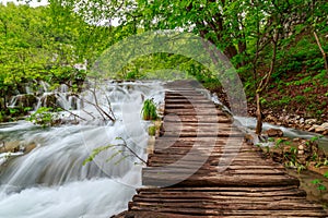 Wooden tourist path in Plitvice lakes national park