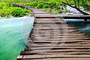 Wooden tourist path in Plitvice lakes national park