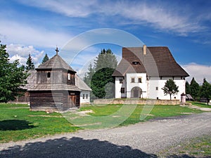Wooden tower and manor in Pribylina, Slovakia