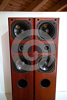 Wooden tower speakers