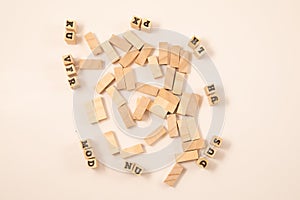 wooden toy blocks with paper background color