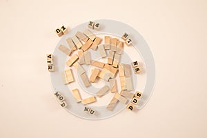 wooden toy blocks with paper background color