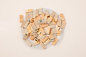 wooden toy blocks with paper background color