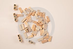 wooden toy blocks with paper background color