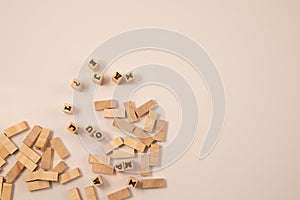 wooden toy blocks with paper background color