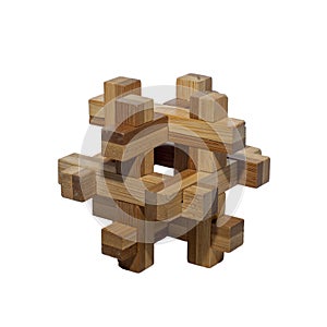 Wooden toy building blocks toy isolated on a white background