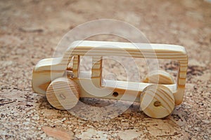 Wooden toy car bus