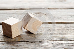 Wooden toy cubes