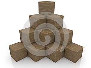 Wooden toy cubes in the form of an abstract pyramid