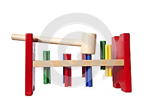 Wooden toy for kids with hammer