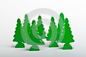 Wooden toy pine trees