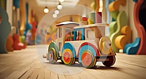 Wooden toy steam locomotive