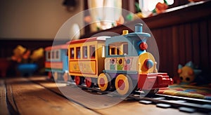 Wooden toy steam locomotive