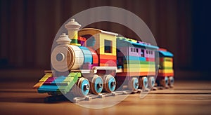 Wooden toy steam locomotive